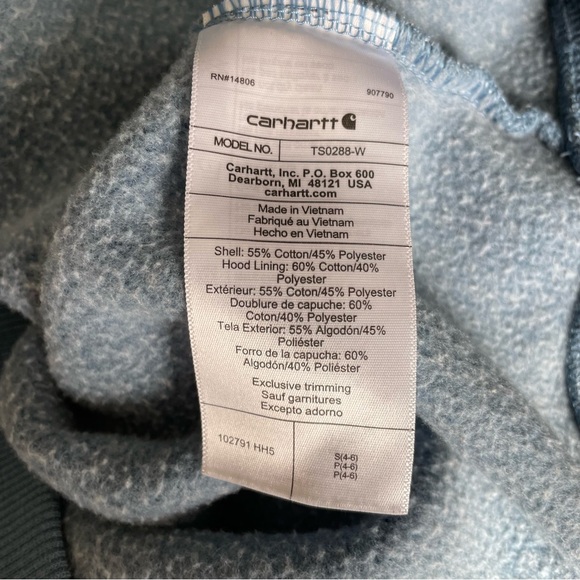 Carhartt Blue Pullover Hooded Sweatshirt Women’s sz Small - Picture 5 of 5